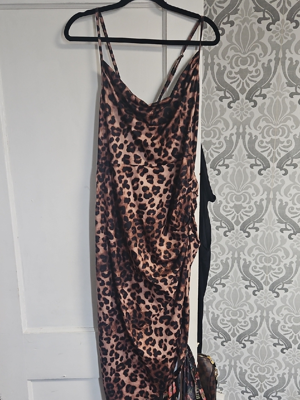 Leopard Print Slip Dress - Animal Print Cowl Neck
